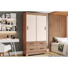 Guarda Roupa Casal 2 Portas De Correr E 4 Gavetas C/ Pés Briz Be25 Flex Jequitiba/jequitiba Ou Off White - Henn