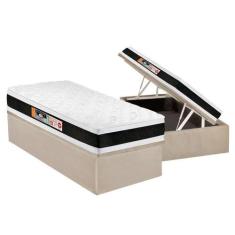 Cama Box Baú Solteiro: Colchão Espuma D45 Castor Black e White Air Dou