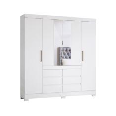 Roupeiro Espelhado Casal 4 Portas Vancouver Branco