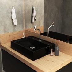 Kit Cuba Rt49 com Torneira Pratika 1060 Metal e Válvula Click 1 Polegada G e Sifão Cromado e Flexível Compace Preto