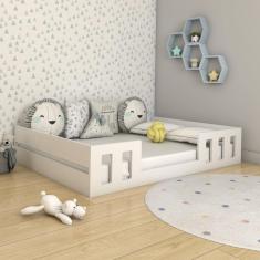 Cama Casal Infantil Montessori Play Timber Branco