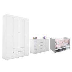 Dormitório Infantil Helena Guarda Roupa, Cômoda e Berço Tico - Phoenix Baby