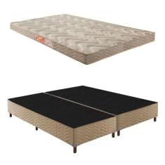 Box Queen Júlia 42x158x198cm com Colchão Queen Unique D33 Duoface 16x158x198cm Rustico Bege