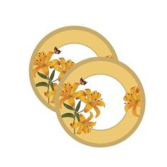Sousplat Flores Amarelo - NSW, com base, 2 Peças