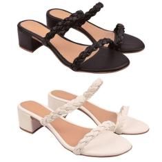 KIT 2 Saltinho Branco Preto Cazzani Satlo Feminino Alto - Cassi, Preto