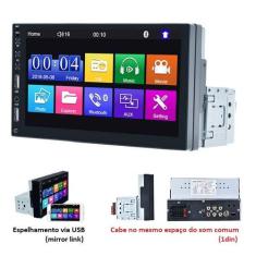 Central Multimídia MP5 1Din Com tela de 7, Bluetooth, USB, Espelha o C