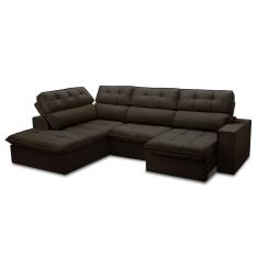 Sofá 5 Lugares Retrátil e Reclinável Arezzo com Chaise Esquerdo Veludo Marrom