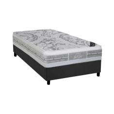 Cama Box Solteiro: Colchão Molas Castor Pocket Super Luxo Látex Slx + Base Crc Suede Gray(88X188)