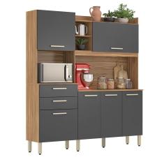 Cozinha Compacta Select 6 Portas E 2 Gavetas Amêndola-grafito - Demóbile Amêndola-grafito