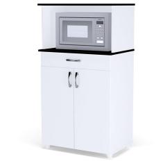 Balcão Multiuso Carina Branco Preto Flex - Ajl