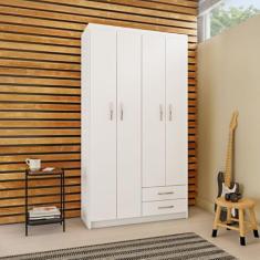Guarda-Roupa Solteiro Bangkok 4PT 2GV Branco