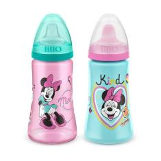 Kit 2 Copos Colors Bico De Silicone Disney Minnie Rosa Lillo, Colorido
