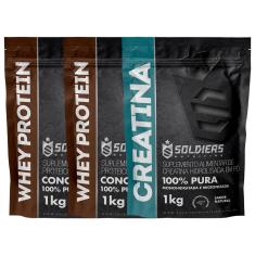 Kit: Whey Protein Concentrado 2Kg + Creatina Monohidratada 1Kg - 100% Importado - Soldiers Nutrition-Unissex