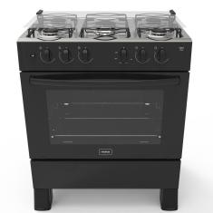 Fogão 5 Bocas A Gás Acendimento Automático Realce Bivolt Cr204 Preto Preto 127/220