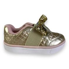 Tenis Infantil Feminino Kidy Happy Dourado Calce Facil-Feminino