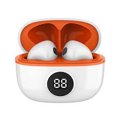WB Fone de ouvido Bluetooth In-ear Mini IO, Sem fio, Display Digital, Bateria 20h, IPX4, Super Bass, Compacto, Touch sensível ao toque, Conexão automática, Laranja