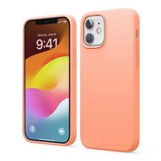 elago Capa compatível com iPhone 12 e iPhone 12 Pro, silicone líquido, capa protetora de corpo inteiro, à prova de choque, fina, forro de microfibra macia antiarranhões, 6,1 polegadas (laranja)