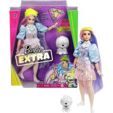 Boneca Barbie Extra Rosa Roxo Neon Flexível - 3+