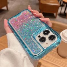 Capa de telefone transparente com glitter gradiente 3 em 1 para iPhone 14 11 12 13 Pro Max Plus Mini X XR XS Capa de armadura pesada à prova de choque, rosa azul, para iPhone XR