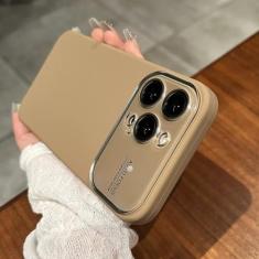 Capa de proteção para câmera de janela de silicone líquido para iPhone 14 13 12 Pro Max Lente de vidro de cor sólida capa macia, cáqui, para iPhone 14 Pro