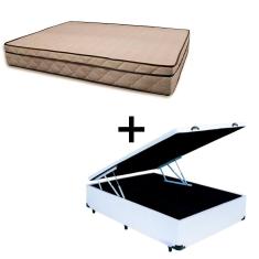 Cama Baú Casal 138 Tecido Sintético Branco Com Colchão Polônia Bello Box - D28 66x138x188