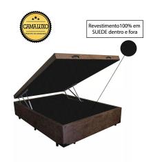 Cama Box Baú Luxo Blindado Viúva AColchoes Suede Marrom 41x128x188