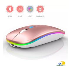 Mouse Wireless  Recarregável LED Sem Fio Portátil Silencioso Rgb 2.4ghz Rosa