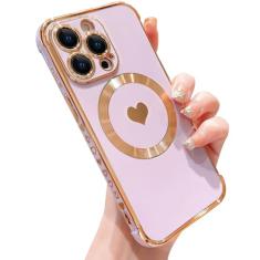 IDweel Capa magnética para iPhone 15 Pro - Compatível com Magsafe, borda de revestimento de luxo elegante com tema de amor, ajuste fino e leve, resistente a arranhões para iPhone 15 Pro de 6,1