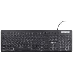 Teclado Chocolate SLIM Multimidia Teclas Redondas LED Branco 1.8 Metro