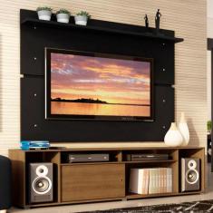 Rack Madesa Cancun e Painel para TV até 65 Polegadas - Rustic/Preto, R