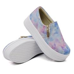 Tênis Slip On Liso Feminino com Zíper Lateral Sola Borracha Alta Flat 