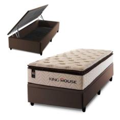 Conjunto Box Baú Quartzo Bege 96x203x78 c/ Molas Ensacadas - King Hous