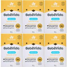 6UN Sabonete Vegetal Bebe Vida Leite de Arroz 90g Davene
