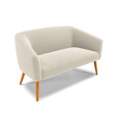 Sofá Namoradeira Stella Bouclê Bege Pés Palito Castanho - D'rossi