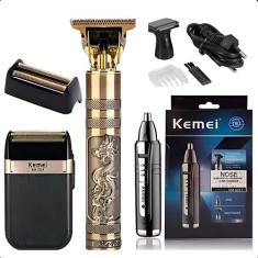 Máquina de Cortar Cabelo Kemei com Barbeador e Aparador Profissional -