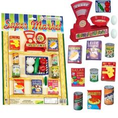 Kit Mercadinho 16 peças Super Market Comidinhas de Brinquedo Infantil 