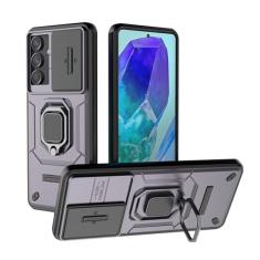 SORAKA Capa para Samsung Galaxy M55 5G com suporte e tampa deslizante para câmera Capa Samsung Galaxy M55 5G com placa de metal para suporte magnético para carro Capa de camada dupla em PC e TPU