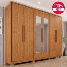 Guarda-roupa Casal 100% Mdf 6 Portas E 6 Gavetas Premium Com Espelho - Tudo De Móveis Cinamomo/off