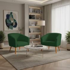 Poltrona Decorativa Pé Palito Castanho kit 2 Stella Veludo D03 - D'Ros