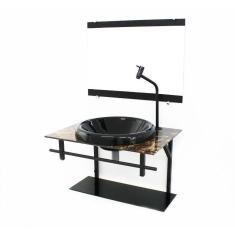 Gabinete De Vidro Para Banheiro 60Cm - Mármore Imperador