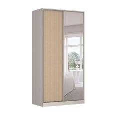 guarda-roupa solteiro com espelho tunas iv 2 pt 3 gv branco e noce