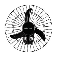 Ventisol Ventilador de Parede Oscilante, 3 Pás Premium, Preto, 50cm, Bivolt