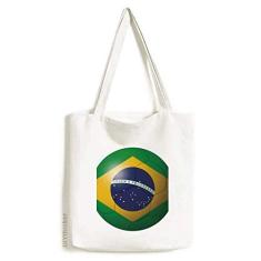 Bolsa de lona com bandeira nacional do Brasil, bolsa de compras casual
