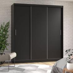 Guarda Roupa Casal 3 Portas de Correr Muriqui Maxx CabeCasa MadeiraMadeira Preto