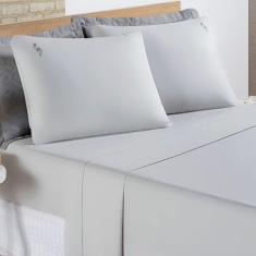 Jogo De Cama Lençol Joana Casal Padrão Tecido Algodão 200 Fios 04 Peças - Cinza