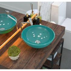 Kit Cuba R35 com Válvula Click 1 Polegada B e Sifão Cromado e Flexível Compace Azul Turquesa