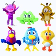 06 Pelúcias Galinha Pint Pintinho Galo Barata Borboleta Sapo