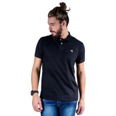 Camisa Polo Hipica Polo Club Estilo Algodão, P, Preto