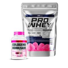 Whey Protein Refil 1Kg + Colágeno com Vitamina C 120 Cápsulas - Pro He