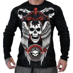 Camiseta faca na caveira com asas preto - black skull - clothing (p), 